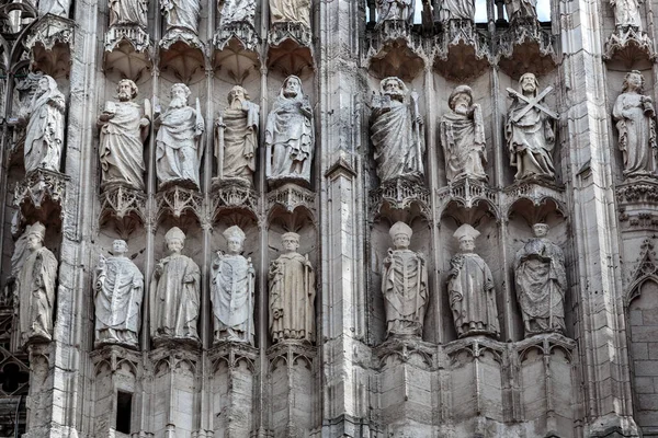 Rouen Francja Sierpnia 2019 Fragment Gotyckiej Fasady Starożytnej Katedry — Zdjęcie stockowe