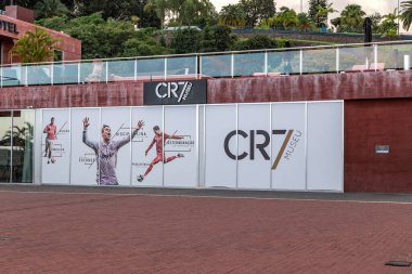 FUNCHAL, PORTUGAL - AUGUST 24, 2021: This is the building of the CR 7 Museum dedicated to the native of Madeira footballer Cristiano Ronaldo.