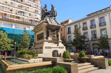 GRANADA, SPAIN - MAY 20, 2017: This is a monument to Queen Isabella of Castile and Christopher Columbus, created for the 400th anniversary of the Columbus expedition.