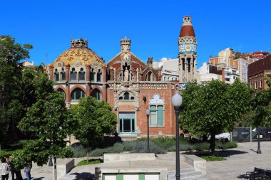 BARCELONA, SPAIN - MAY 12, 2017: This is the Nostra Senyora del Carme pavilion in the complex of the former hospital of Sant Pau, which is one of the masterpieces of modernist architecture.