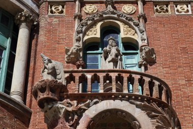 BARCELONA, SPAIN - MAY 12,  2017: This is a fragment of the decoration of the hospital pavilion of Nostra Senyora de Montserrat in the modernist ensemble of the Sant Pau Hospital.