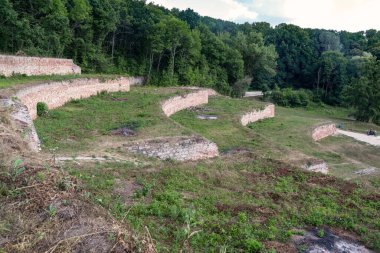 GORODNEE, UKRAINE - JULY 24, 2021: This structure called Singing Terraces with excellent acoustics for outdoor concerts was built in the early 20th century as open greenhouses.
