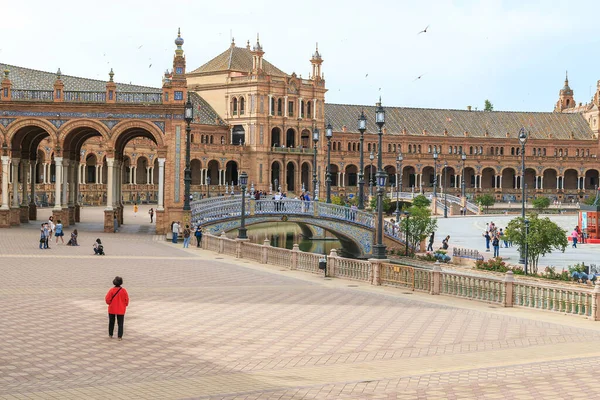 Seville Espanha Maio 2017 Este Fragmento Edifício Neo Mudejar Praça — Fotografia de Stock
