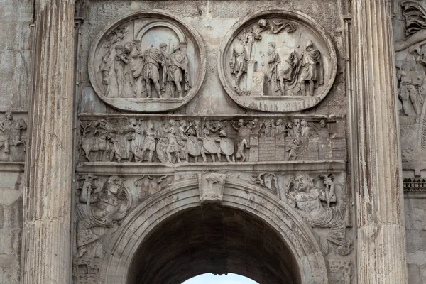 Roma Itália Marte 2023 Este Fragmento Artístico Arco Triunfal Constantino — Fotografia de Stock