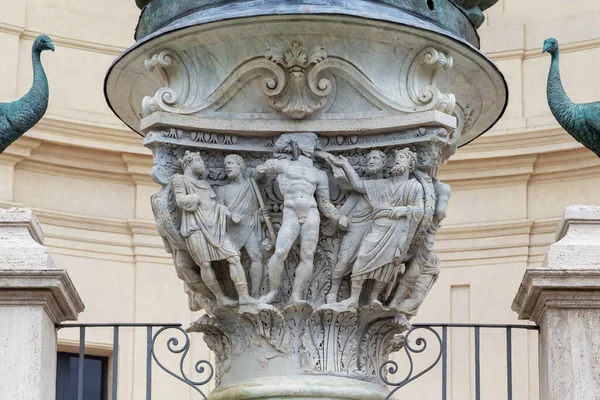 Rome Vatican Marth 2023 Antique Marble Pedestal Giant Antique Pinecone — Stock Photo, Image