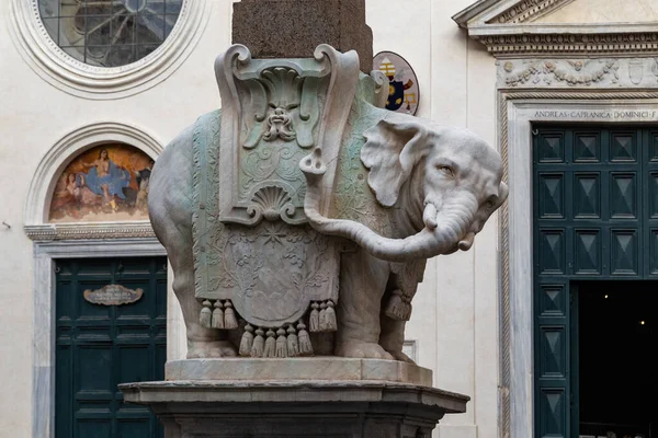 Rome Italie Mars 2023 Est Sculpture Elefantino Par Bernini Base — Photo