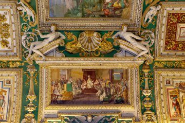 ROME, VATİKAN - 9 MARTH 2023: Bu Vatikan Müzelerindeki Haritalar Galerisi 'ndeki kasanın bir parçası.