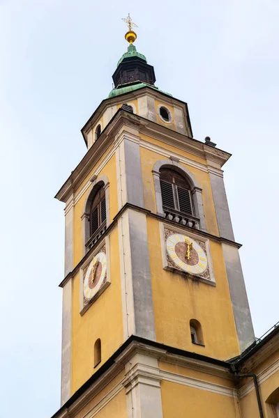 Ljubljana Eslovénia Marth 2023 Esta Torre Sineira Catedral São Nicolau — Fotografia de Stock