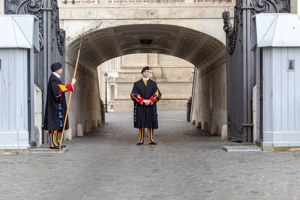 stock image ROME, VATICAN - MARTH 9, 2023: These are the Swiss guards at the entrance to the territory of the Vatican.