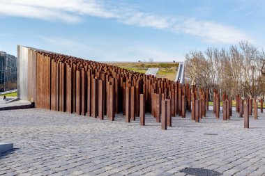 BUDAPEST, HUNGARY - 13 MARTH 2023: 1956 devriminin çağdaş anısına Varosliget Park.