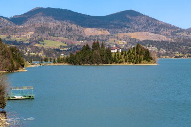 COLIBICA, ROMANIA - MAY 1, 2023: This is a panoramic view of the artificial Colibica Lake, formed by a dam on the Bistrita-Birgaului River.