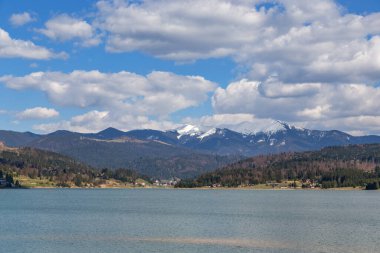 COLIBICA, ROMANIA - MAY 1, 2023: This is a panoramic view of the artificial Colibica Lake, formed by a dam on the Bistrita-Birgaului River.