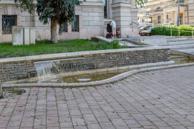 EGER, HUNGARY - MAY 27, 2024: This is a modern fountain in the Treasury Park.