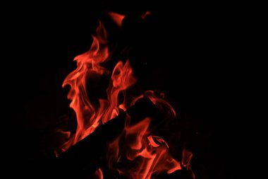 Siyah arkaplanı olan yangın alevleri