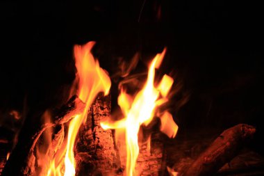 Siyah arkaplanı olan yangın alevleri
