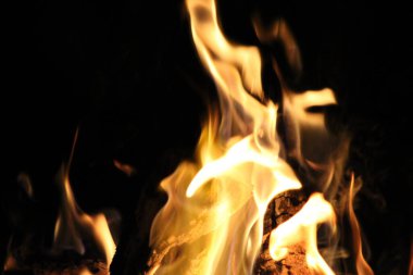 Siyah arkaplanı olan yangın alevleri