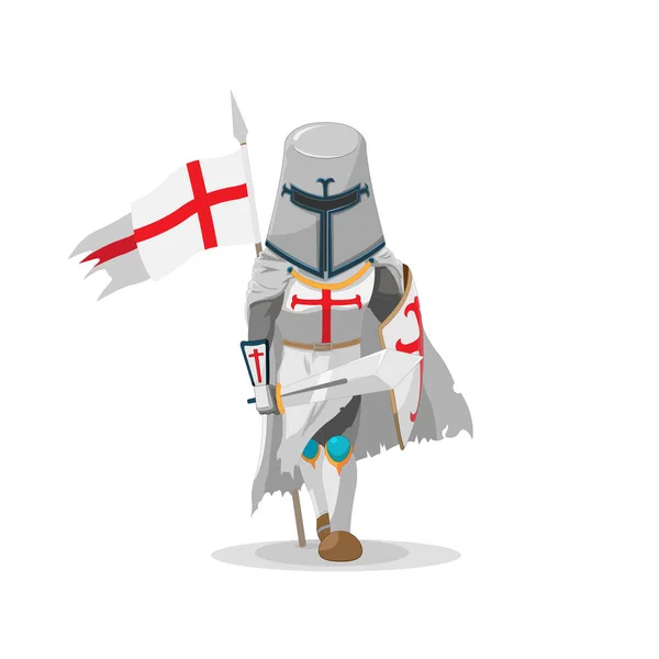 Crusades Knight Warrior Cartoon Characters Vector — Stock Vector