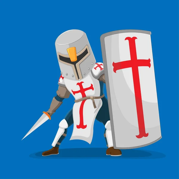 Crusades Knight Warrior Shield Characters Vector — Stock Vector