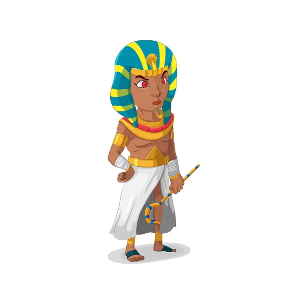 Personagens Rei Faraó Stand Vetor Isolado Dose — Vetor de Stock