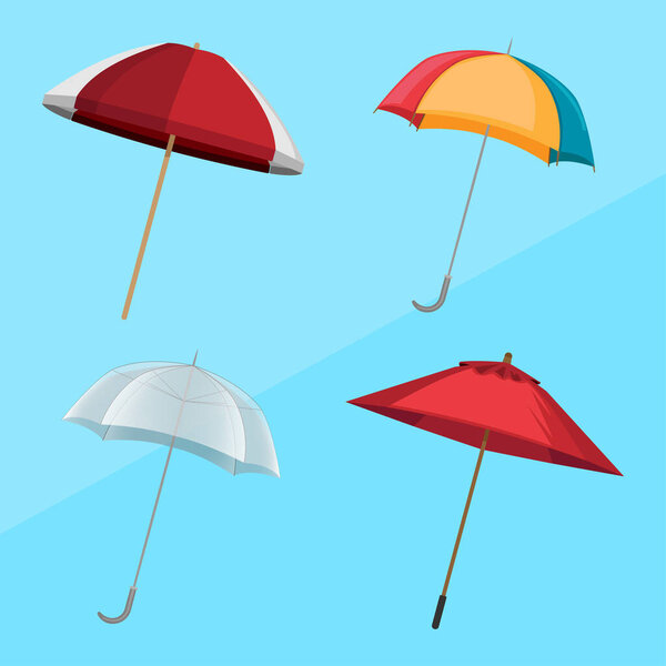 Umbrella Design Object Set Vector
