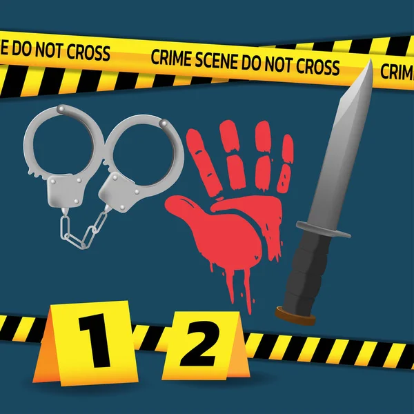 Scène Crime Oblect Criminel Vecteur Sang — Image vectorielle