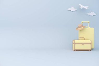 Arkaplan için seyahat ögesi biçimlendirilmiş 3d resimleme.