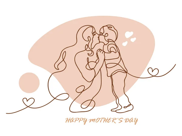 Een Lijn Gelukkige Moeders Dag Ontwerp Vector Illustratie — Stockfoto