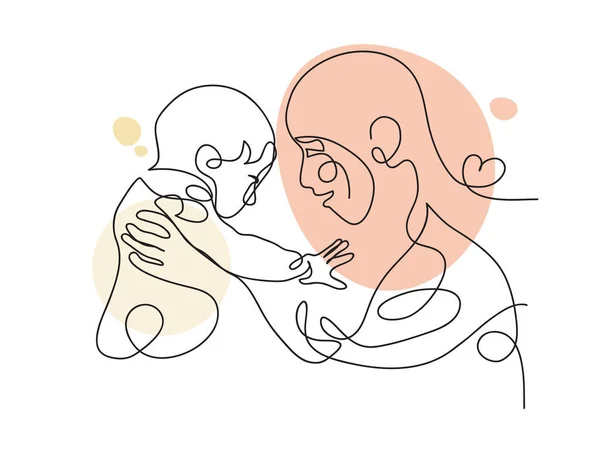 stock image Vector mother and baby one line for Happy mother's day card.