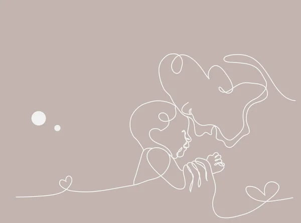 Uma Linha Mãe Bebê Ilustração Para Amor Mãe — Fotografia de Stock