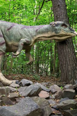 Ormandaki güzel bir dinozor görüntüsü.