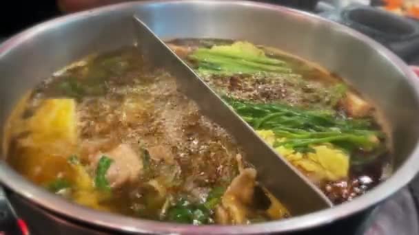 Shabu Sukiyaki Ζεστό Δοχείο Ιαπωνικό Φαγητό — Αρχείο Βίντεο