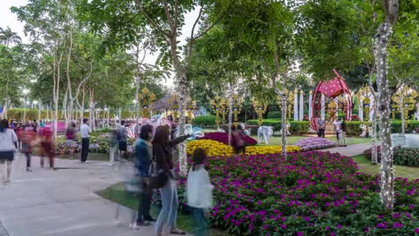 泰国清迈 2022年12月20日 人们参观清迈花节的时间流逝 这是12月的一年一度的活动 展示了来自世界各地的各种美丽的花朵 — 图库视频影像