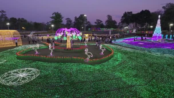 Chiang Mai Thailand December 2022 People Enjoy Beautiful Night Light — Videoclip de stoc