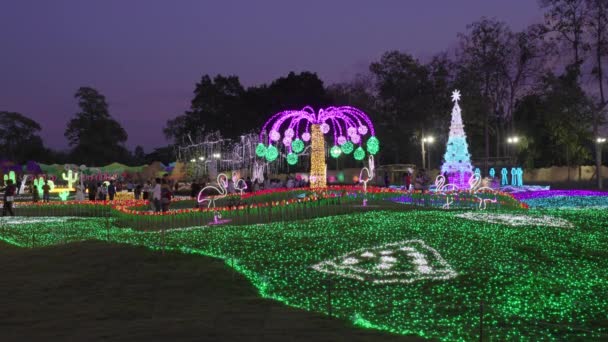 Chiang Mai Thailand December 2022 People Enjoy Beautiful Night Light — Stock videók