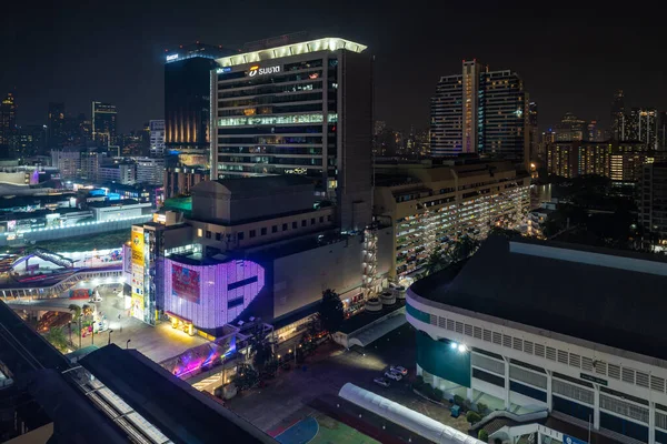 Μπανγκόκ Ταϊλάνδη Ιανουαρίου 2023 Άποψη Της Μπανγκόκ Υψώνεται Νύχτα Κινούμενα — Φωτογραφία Αρχείου