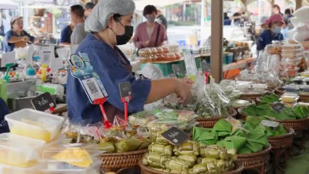 Chiang Mai Tajlandia Maja 2023 Lokalni Rolnicy Sprzedawcy Żywności Sprzedający — Wideo stockowe