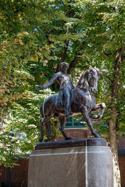 Boston Usa September 2023 Statue Von Paul Revere Auf Seinem — Stockfoto