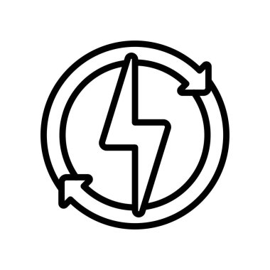 Sürdürülebilir Enerji Simgesi. Bitmek bilmeyen bir enerji kaynağı arıyorum. Vektör illüstrasyonu.