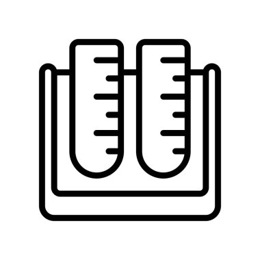 Retort veya Test Tüpü simgesi. Kimyasal reaksiyonları araştır Vektör illüstrasyonu.