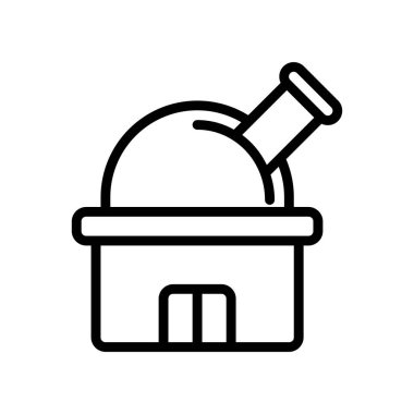 Gözlemevi ya da Gözlemevi ikonu. Gökyüzüne bakıyorum, yaratıcıları tasarlıyorum. Vektör illüstrasyonu.