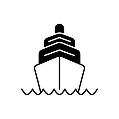 Seyahat Gemisi Simgesi, Lüks bir yatla Okyanusta Seyahat. Vektör İllüstrasyonu.