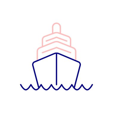 Seyahat Gemisi Simgesi, Lüks bir yatla Okyanusta Seyahat. Vektör İllüstrasyonu.