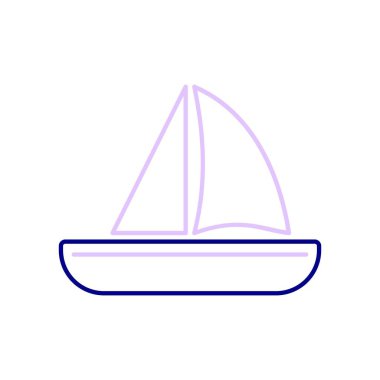 Tekne Simgesi, Okyanusun Kıyısı 'nın ya da Küçük Bir Teknede Göl' ün tadını çıkar. Vektör İllüstrasyonu.