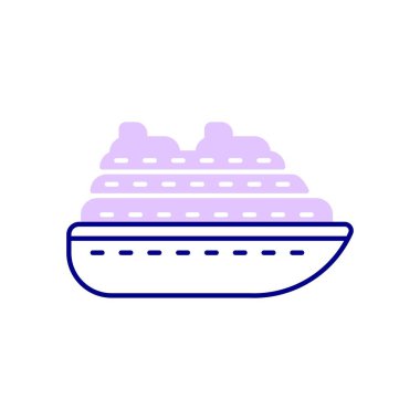 Seyahat Gemisi Simgesi, Lüks bir yatla Okyanusta Seyahat. Vektör İllüstrasyonu.