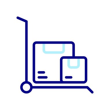 Tramvay ikonu, ağır malları gidecekleri yere taşımak için. Vektör İllüstrasyonu.