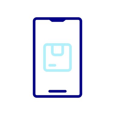 Paket Çevrimiçi simgesini sipariş et, akıllı telefon kullanarak ürünleri internetten sipariş et. Vektör İllüstrasyonu.