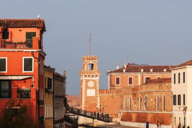 Venice Arsenal Kulesi ve Venedik Donanma Müzesi, İtalya. Şehir manzarası