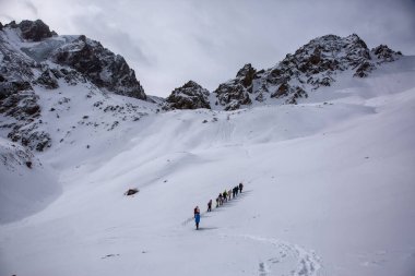 Landscape in Almaty mountains on a winter morning.