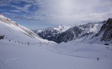 Landscape in Almaty mountains on a winter morning.