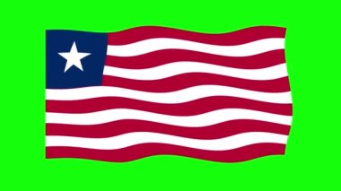 Yeşil Ekran Arkaplanında Liberya Bayrağı 2D Animasyonu. Kusursuz animasyon döngüsü. Hareket Grafiği